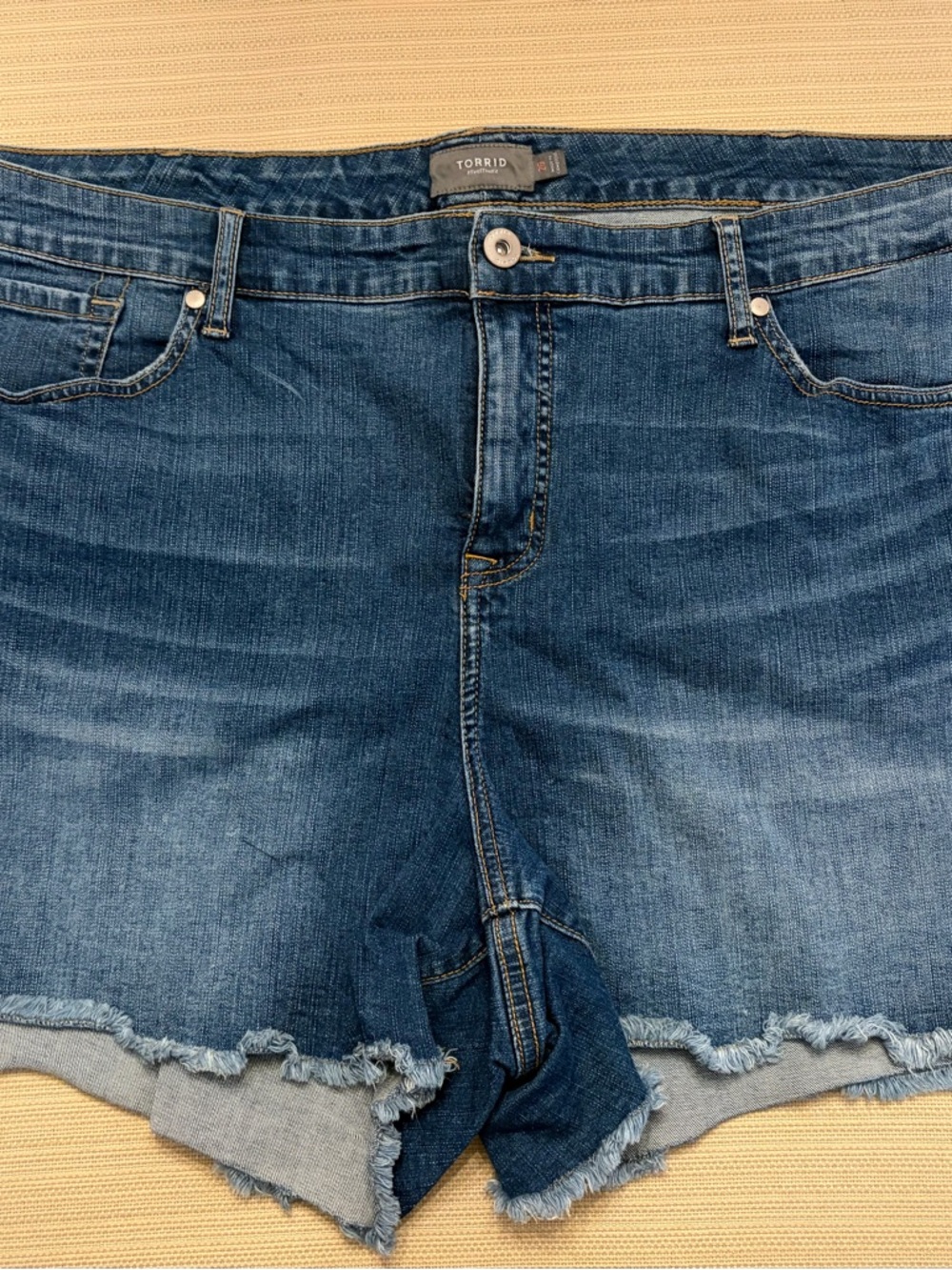 torrid Blue Denim High-Rise Shorts with Label